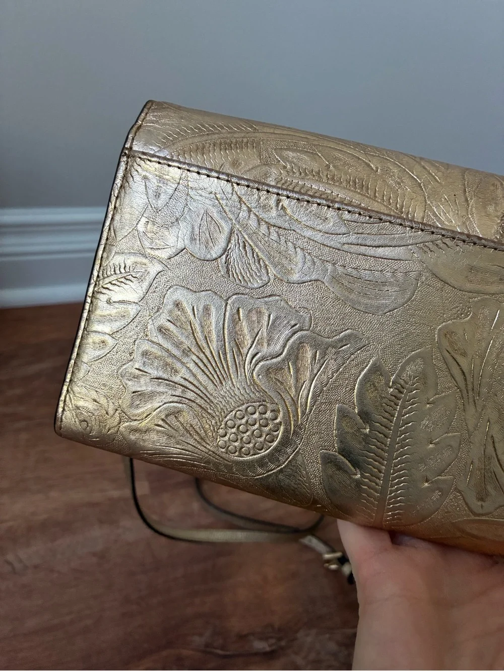 Michael Kors Metallic Embossed Leather Clutch Crossbody
